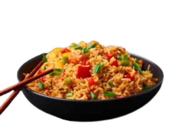 Gebratener Reis mit Hühnerfleisch u. Chop Suey