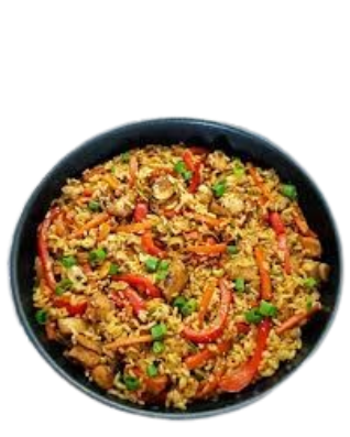 Gebratener Reis mit Shrimps u. Chop Suey